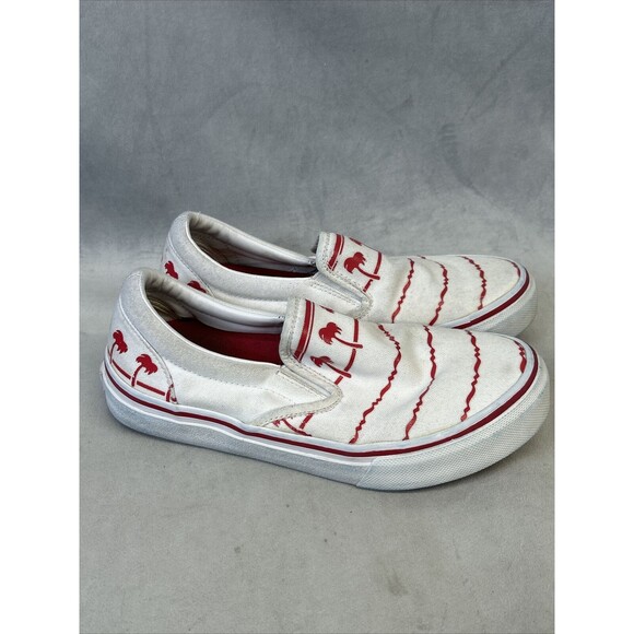 In-N-Out Burger Slip On Canvas Shoes Mens US 7 UK 6 White and Red Palm Trees - Picture 2 of 16